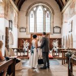 Wedding ceremony at St Agatha's church, Easby, Richmond