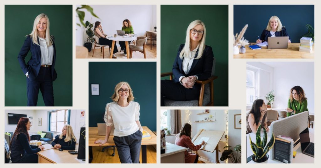 Photo collage of women in business brand images
